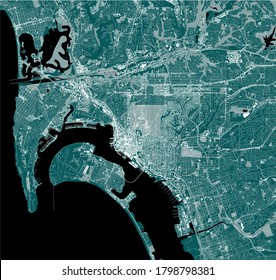 vector map of the city of San Diego, California, USA