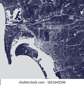 vector map of the city of San Diego, California, USA