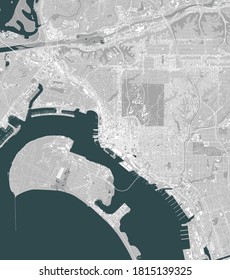 vector map of the city of San Diego, California, USA