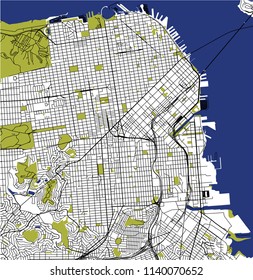 vector map of the city of San Francisco, USA