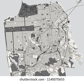 vector map of the city of San Francisco, USA