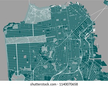 vector map of the city of San Francisco, USA