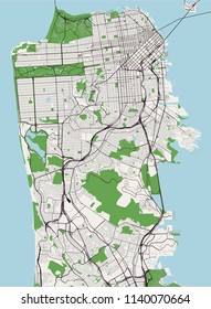 vector map of the city of San Francisco, USA