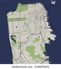 vector map of the city of San Francisco, USA