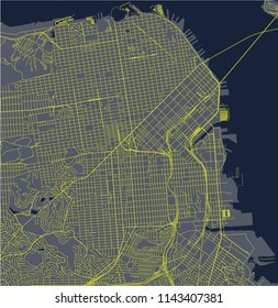 vector map of the city of San Francisco, USA