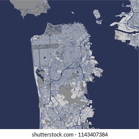 vector map of the city of San Francisco, USA