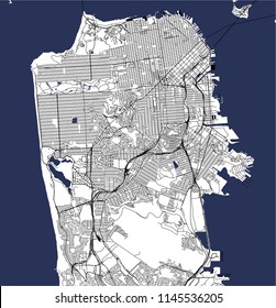 vector map of the city of San Francisco, USA