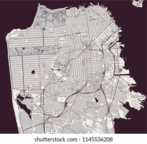 vector map of the city of San Francisco, USA