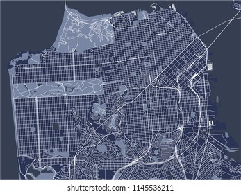 vector map of the city of San Francisco, USA