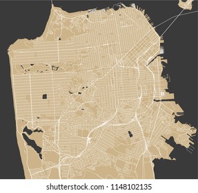 vector map of the city of San Francisco, USA