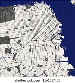 vector map of the city of San Francisco, USA