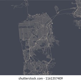 vector map of the city of San Francisco, USA