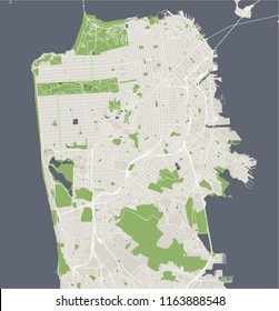 vector map of the city of San Francisco, USA