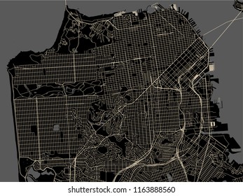 vector map of the city of San Francisco, USA