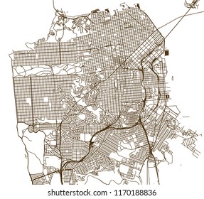 vector map of the city of San Francisco, USA