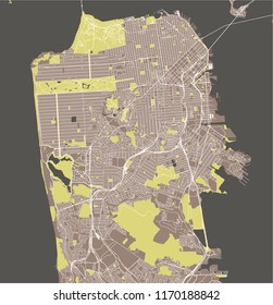 vector map of the city of San Francisco, USA