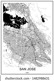 vector map of the city of San Jose, California, USA