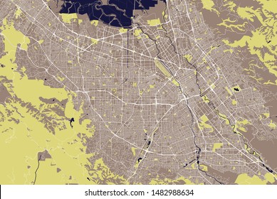 vector map of the city of San Jose, California, USA