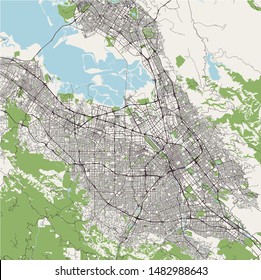 vector map of the city of San Jose, California, USA