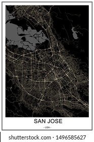 vector map of the city of San Jose, California, USA