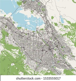 vector map of the city of San Jose, California, USA