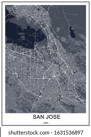 vector map of the city of San Jose, California, USA