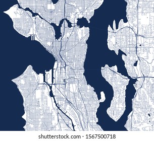 vector map of the city of Seattle, Washington, USA