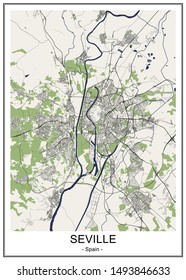 vector map of the city of Sevilla, Spain