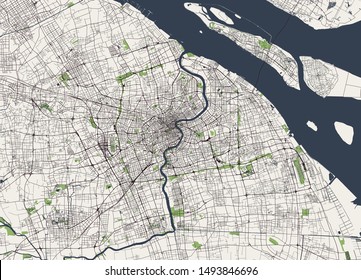vector map of the city of Shanghai, China