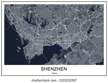 vector map of the city of Shenzhen, China