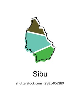 Vector Map City of Sibu design template, High detailed illustration Country in Asia