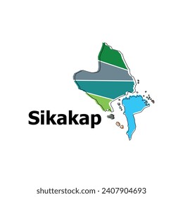vector map City of Sikakap, element graphic illustration template design
