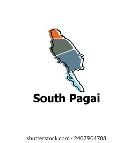 vector map City of South Pagai, element graphic illustration template design