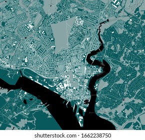 vector map of the city of Southampton, Hampshire, South East England, England, UK