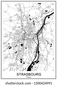 vector map of the city of Strasbourg, France