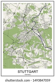 vector map of the city of Stuttgart, Germany