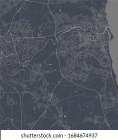 vector map of the city of Sunderland, Tyne and Wear, North East England, England, UK