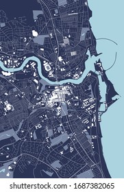 vector map of the city of Sunderland, Tyne and Wear, North East England, England, UK