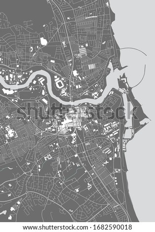 vector map of the city of Sunderland, Tyne and Wear, North East England, England, UK