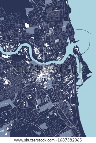 vector map of the city of Sunderland, Tyne and Wear, North East England, England, UK