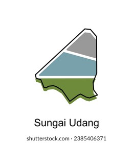 Vector Map City of Sungai Udang design template, High detailed illustration Country in Asia