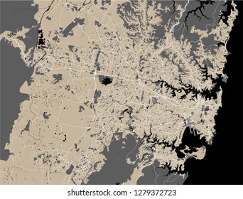 vector map of the city of Sydney, New South Wales, Australia