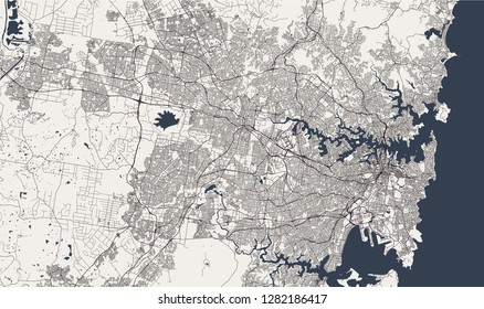 Vector Map Of The City Of Sydney, New South Wales, Australia