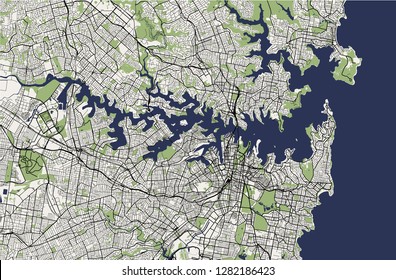 vector map of the city of Sydney, New South Wales, Australia