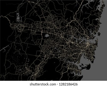 vector map of the city of Sydney, New South Wales, Australia