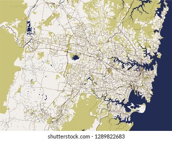 vector map of the city of Sydney, New South Wales, Australia