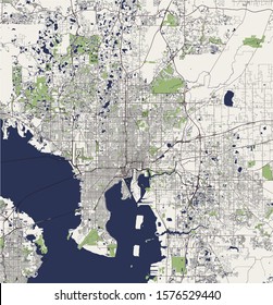 vector map of the city of Tampa, Florida, United States America