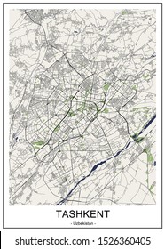 Vector Map Of The City Of Tashkent, Uzbekistan