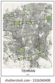 vector map of the city of Tegeran, Iran