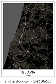 vector map of the city of Tel Aviv, Yafo, Jaffa, Israel